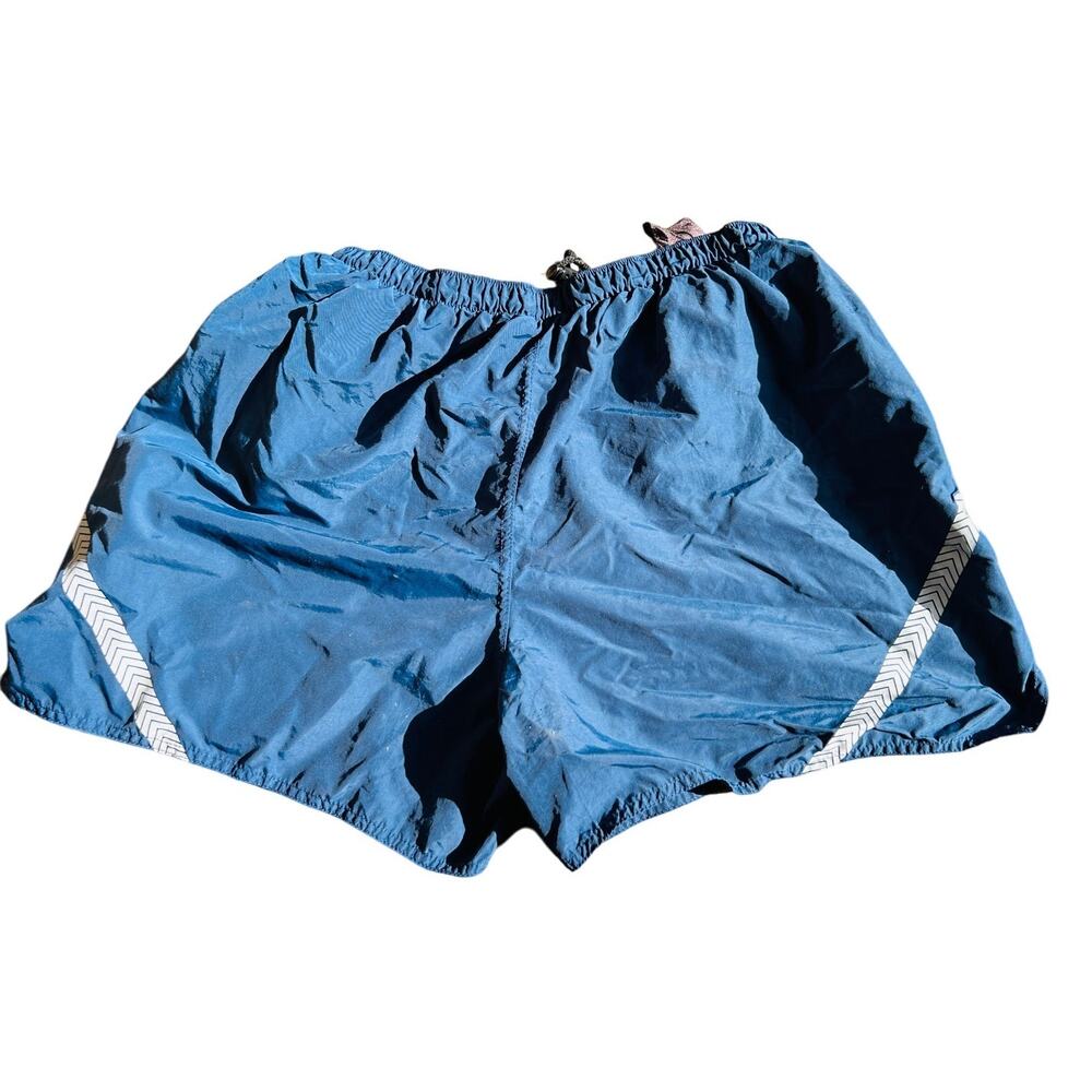 🔵 USAF Air Force PT Shorts Vintage Blue Nylon Reflective 90s Military - Picture 4 of 4